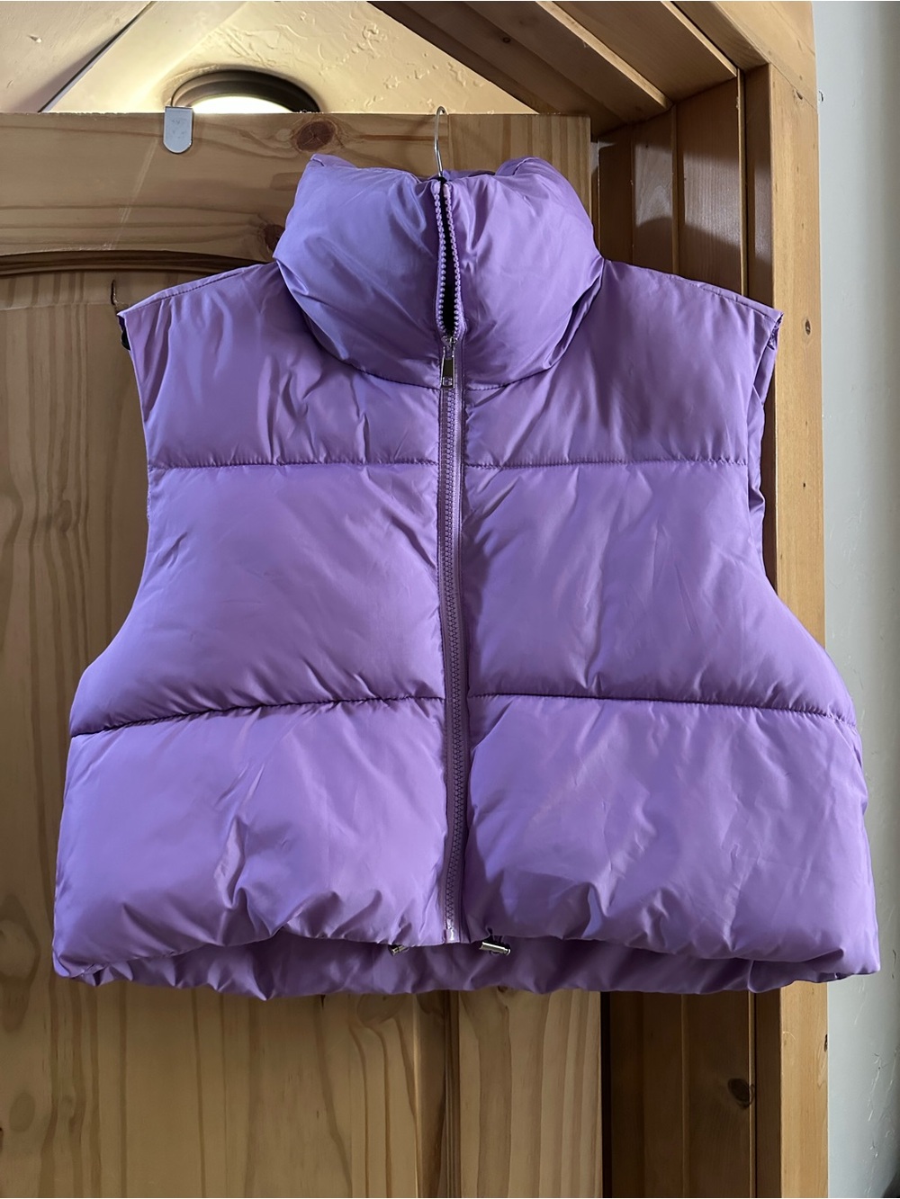 Zenana Outfitters Lilac Cropped Quilted Puffer Vest